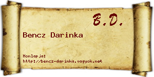 Bencz Darinka névjegykártya